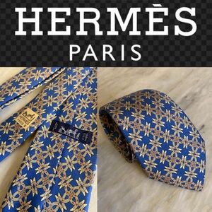Hermes mens design silk slim  tie